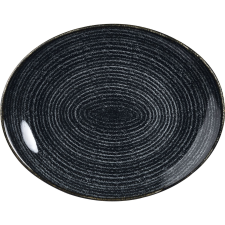 Churchill »Homespun« »Charcoal Black« lapos tányér, kupola, ovális, hossza: 270 mm tányér és evőeszköz
