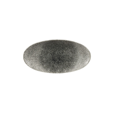 Churchill »Raku« »Quartz Black« lapos tányér, ovális, hossza: 299 mm tányér és evőeszköz