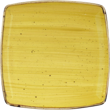 Churchill »Stonecast« »Mustard Seed Yellow« lapos tányér, hossza: 260 mm tányér és evőeszköz