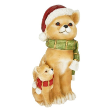  Cica kiscicával mikulás sapkában ülõ 24,5x24,5x45,5 cm dekorációs kellék