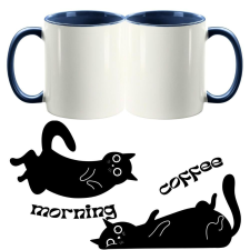  Cicás reggeli kávé, kétoldalas fényképes bögre - 1 db bögrék, csészék