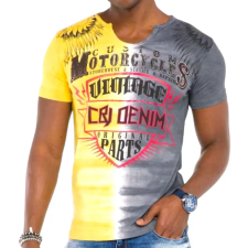 Cipo &amp; Baxx DIVATOS FÉRFI PÓLÓ CT526 ANTHRACITE YELLOW férfi póló