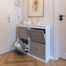  Cipőpolc, 2-soros, szürke/fehér, SEBER TYP 5 bútor