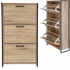 Cipőszekrény, 3 rekeszes cipőtartó, tágas fiókos komód az előszobába, LOFT