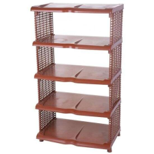  Cipőtároló állvány, 5 polc, műanyag, rattan, barna, 48x30,5x86 cm bútor