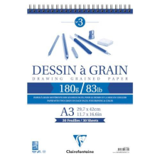 Clairefontaine Művészeti rajztömb Clairefontaine A/3 30 lap 180g spirálos fehér szemcsés füzet