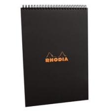 Clairefontaine Rhodia Classic fekete spirálblokk, 80lap, vonalas 14,8x21cm füzet