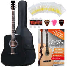 Classic Cantabile Akusztikus Gitár Starter-Set  5 Részes Tartozékszetttel Együtt  Fekete gitár és basszusgitár