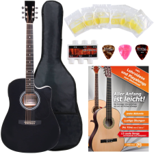 Classic Cantabile Western Gitár Hangszedőkkel Starter Set 5 Részes Tartozékszetttel - Fekete gitár és basszusgitár