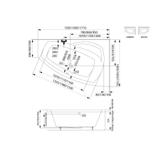  Claudia aszimmetrikus akril kád 170x115 balos kád, zuhanykabin