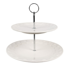 Clayre &amp; EEf Kerámia süteménykínáló állvány 2 emeletes,26x23cm,szives konyhai eszköz