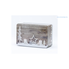 CleanDepo Szögletes fém süteményes doboz fedővel, karácsonyi M méret karácsonyi dekoráció