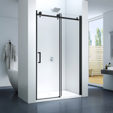 Clear Como fekete 120x195 cm tolóajtós zuhanyajtó kád, zuhanykabin