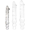 ClearlyHorny Üveg Dildó – háromgömbös, érzéki masszírozás