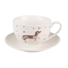  CLEEF.DHLKS Porceláncsésze+alj 200ml, 12x9x6cm/14x2cm,Dachshund Love bögrék, csészék