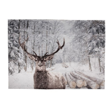  CLEEF.KT060.143 Takaró 130x170cm, 100% polyester, szarvas havas tájon lakástextília