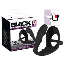 Close2you Black Velvet - hullámos análdildó pénisz- és heregyűrűvel (fekete) anál