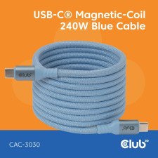 CLUB3D CAC-3030 USB-C Magnetic-Coil 240W Cable 2m Blue kábel és adapter