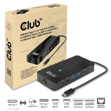 CLUB3D DOC Club3D USB Gen1 Type-C 7-1 hub with 2x HDMI, 2x USB-A, RJ45+3,5mm Audio+PD 3.0 laptop kellék