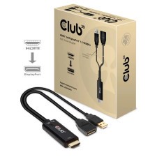 CLUB3D HDMI apa - Displayport anya + USB-A apa aktív adapter kábel és adapter