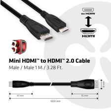 CLUB3D Mini HDMI to HDMI cable 1m Black kábel és adapter