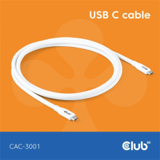 Club 3D Kábel - CAC-3001 (USB-C, PD 240W, 20Gbps, 4K60Hz, 2m, fehér) kábel és adapter
