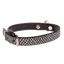  COBBYS PET Nyakörv valódi bőrből, fekete-fehér kígyómintával 15mm/40cm nyakörv, póráz, hám kutyáknak