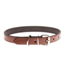  COBBYS PET Nyakörv valódi sima bőrből, barna, varrott 15mm/40cm nyakörv, póráz, hám kutyáknak