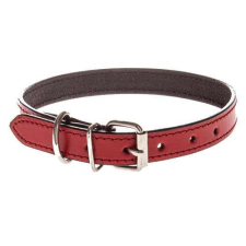  COBBYS PET Nyakörv valódi sima bőrből, piros, varrott 15mm/40cm nyakörv, póráz, hám kutyáknak