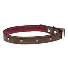  COBBYS PET Valódi bőr nyakörv, bélelt, kristályokkal díszített 20mm/55cm nyakörv, póráz, hám kutyáknak