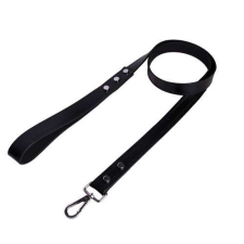  COBBYS PET Valódi bőr póráz szélein díszítve 120cm/25mm fekete nyakörv, póráz, hám kutyáknak