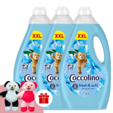 COCCOLINO Öblítőkoncentrátum Blue Splash 3x3000ml + Ajándék 1db Coccolino Maci tisztító- és takarítószer, higiénia