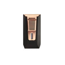 Colibri Slide Rose Gold dupla szúró lángos szivargyújtó, beépített szivarfúróval, fekete/arany öngyújtó