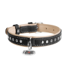 Collar WAUDOG Soft genuine bőr nyakörv QR kóddal, metál díszítéssel XS Fekete