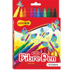 COLOKIT Filctoll készlet, COLOKIT "FibrePen", 12 különböző szín filctoll, marker