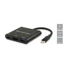 Conceptronic Notebook Dokkoló - DONN01B (Bemenet: USB-C, Kimenet: HDMI+USB-C PD:60W+USB-A 3.0, fekete) laptop kellék