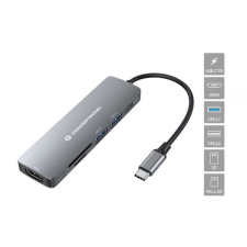 Conceptronic Notebook Dokkoló - DONN11G (Bemenet: USB-C, Kimenet: HDMI+USB-C PD:60W+USB-A 3.0+2.0, ezüst) laptop kellék