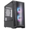 Cooler Master Ház Mini Tower ATX MASTERBOX MB320L ARGB + Kontroller,2db Ventilátorral,Tápegység nélkül, Üvegfalú, fekete