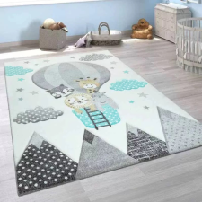 CORTINATEX Broadway gyerekszőnyeg állatok a hőlégballonban, ÉLÉNK TÜRKIZ 80x150 cm lakástextília