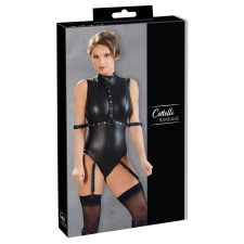 Cottelli Bondage - ujjatlan, fényes body kézrögzítőkkel (fekete) body