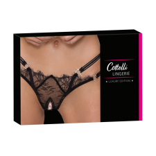 Cottelli Collection Cottelli - luxus, nyitott, gyűrűs tanga (fekete) bugyi, női alsó