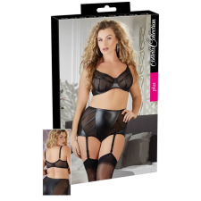 Cottelli Plus Size - fényes csíkos áttetsző melltartó (fekete) erotikus melltartó