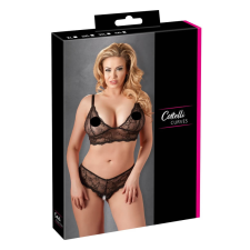 Cottelli Plus Size - finom csipke melltartó szett (fekete) erotikus melltartó