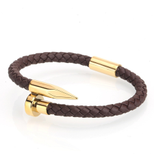 Crafted bőr karkötő barna/arany karkötő