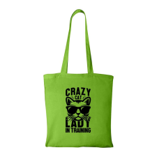  Crazy cat - Bevásárló táska Zöld egyedi ajándék
