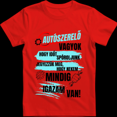 Createyou Autószerelő...igazam van - Férfi - Piros - 3XL