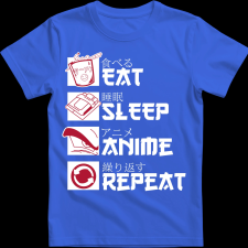 Createyou Eat, Sleep, Anime, Repeat - Férfi - Királykék - 3XL férfi póló