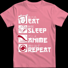 Createyou Eat, Sleep, Anime, Repeat - Férfi - Pink - L férfi póló