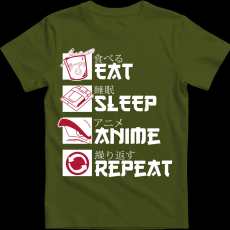 Createyou Eat, Sleep, Anime, Repeat - Férfi - Sötétzöld - S