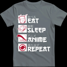 Createyou Eat, Sleep, Anime, Repeat - Férfi - Szürke - 2XL